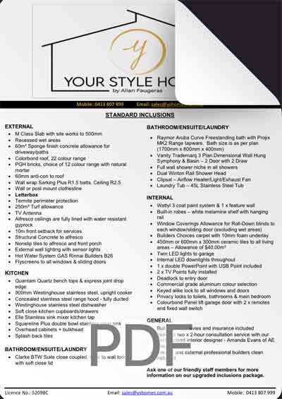 Your-Style-Homes-standard-inclusions-PDF